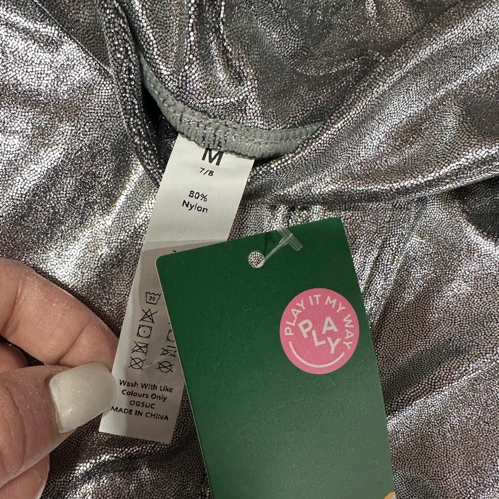 Halara SoftlyZero Faux Leather High Waisted Pocket Work Leggings Medium Silver - Picture 8 of 9